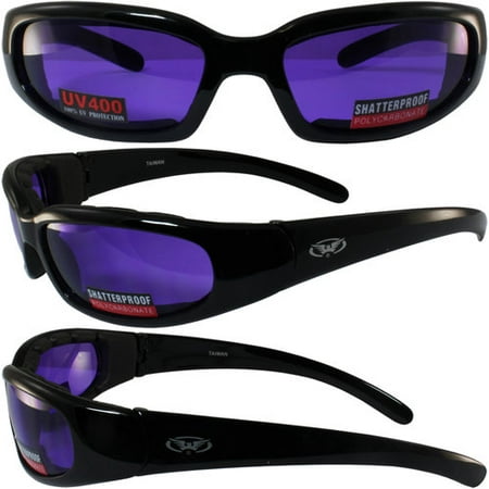 Global Vision Chicago Padded Riding Glasses (Black Frame/Purple