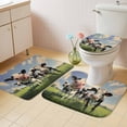 thumbnail image 4 of Cow Group Bathroom Rugs Set Retro Country Cows Grass Blue Sky Non Slip Absorbent Soft Bath Mats 3 Piece Set with Bathroom Rug, U-Shaped Floor Mat, Toilet Seat Cover Small Size, 4 of 9