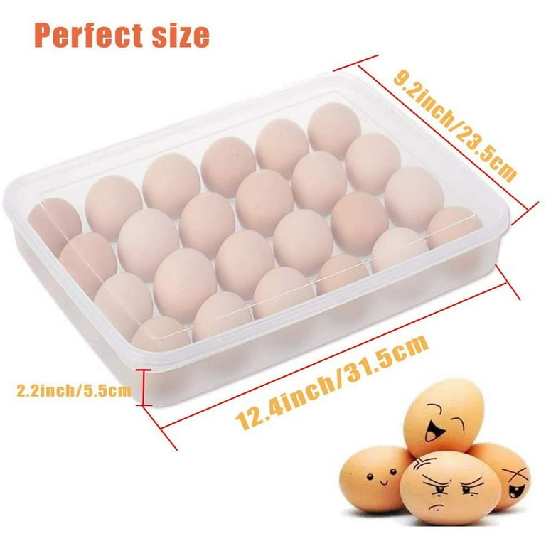 3 Pack Covered Egg Holders for Refrigerator,Clear 3X24 Deviled Egg Tray  Storage Box Dispenser,Stackable Plastic Egg Cartons,Egg Holder  Countertop(72 Eggs) 