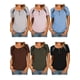 thumbnail image 3 of Camiseta de manga corta para mujer Camisetas casuales con estampado de rayas y cuello en O Romacci Camiseta mujer, 3 of 4