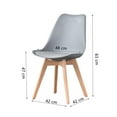 thumbnail image 2 of HLONK A set of 4, ABS PP plastic shell Nordic dining chairs, beech wood legs, suitable for dining room, living room, office, bedroom, gray, 2 of 5