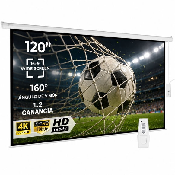 Pantalla Proyector Eléctrica AUDIOTEK 120 pulgadas Blackout 16:9 Con Control