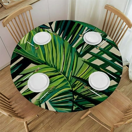 

YANMS Palm Leaf Round Tablecloth 100% Polyester Fiber - Home Dining Table Decoration 31-35