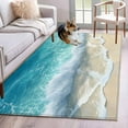 thumbnail image 2 of Aqua Blue Beach Area Rug 3x5 FT, Non Slip Entryway Bedside Carpet, Coastal Seawaves Sand Shore Scenery Washable Soft Floor Carpet Indoor Mat Non-Shedding Throw Rug for Dorm Kitchen Home Office, 2 of 9