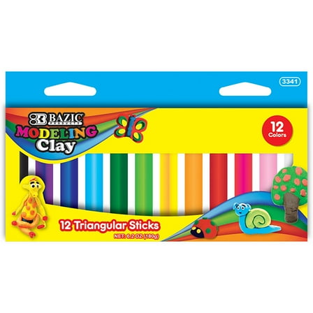 BAZIC 12 Color 180 g Triangular Modeling Clay Sticks