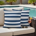 thumbnail image 2 of 2 Pack Outdoor Waterproof Throw Pillow Covers,Ocean Navy Blue Stripes Decorative Square Pillow Case Patio Pillowcases for Chair Couch Sofa 16x16in, 2 of 9