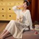 thumbnail image 5 of Camisón de algodón para mujer, primavera y otoño, manga larga, estilo coreano, pijamas estilo princesa de hadas, ropa de hogar de talla grande para mujer, otoño e invierno, estilo palacio, 5 of 6