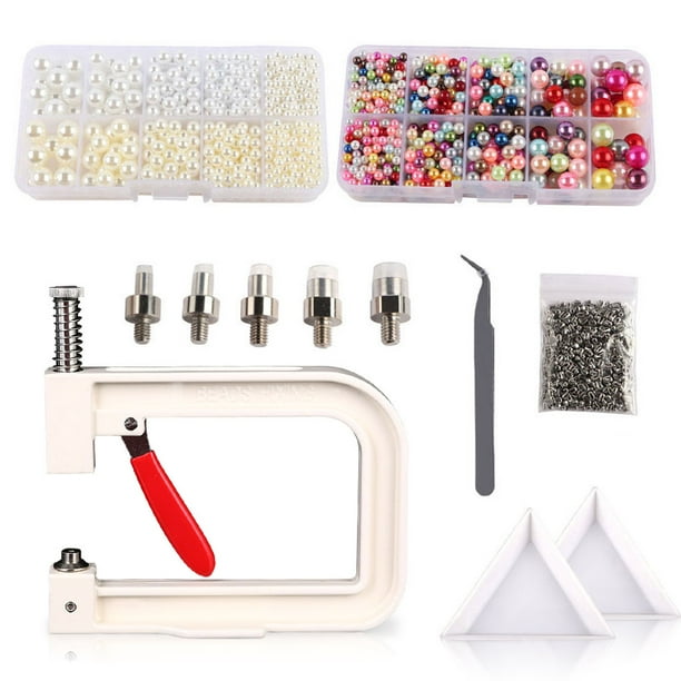 Máquina de ajuste de perlas Botones de remache Tapa de fijación de plástico Camisa Pantalones Chaqueta Kit de herramientas manuales Hecho a mano DIY Accesorio de ropa Tipo 19 4-10 mm Eigraketly HA009177-03B