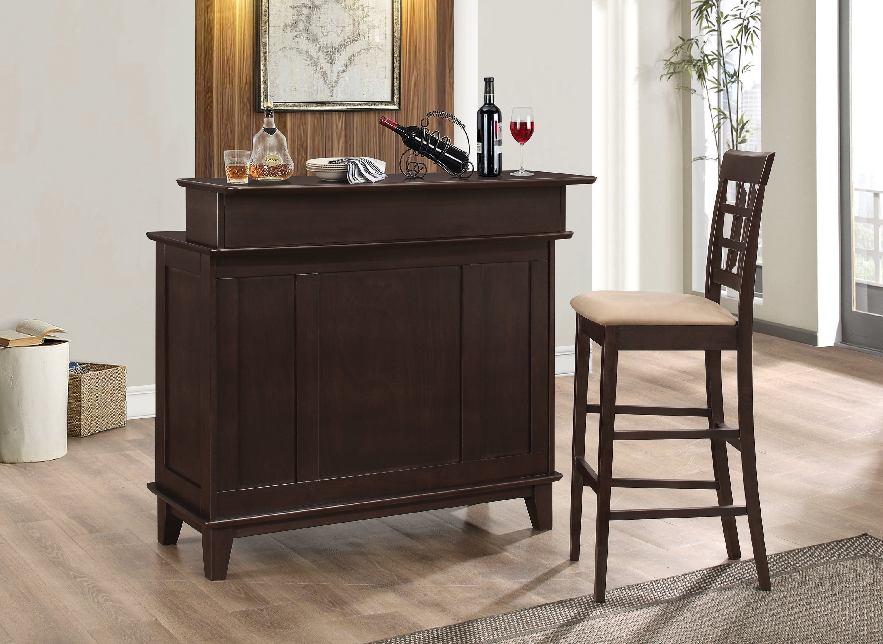 Coaster Hyde Contemporary Home Bar in Rich Cappuccino Finish
