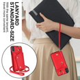 thumbnail image 5 of ShellTech for iPhone X/XS Case with Card Holder and Strap - Zipper Pocket,Crossbody Lanyard Strap,Credit Card Holder,Stand Ring,Cute Phone Wallet Case for Women,Red, 5 of 11