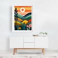 thumbnail image 2 of Sunrise Over Rolling Hills - India Painting Abstract Geometric Landscape Sunset Nature Modern Art White Framed Wall Art Print 12 x 18 inches, 2 of 3