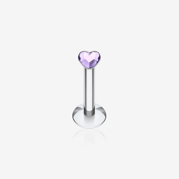 Heart Gem Top Internally Threaded Labret