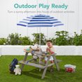 thumbnail image 4 of Best Choice Products Kids Wooden Picnic Table, Outdoor Activity Table w/ Adjustable Umbrella, Seats - Gray/Navy, 4 of 9