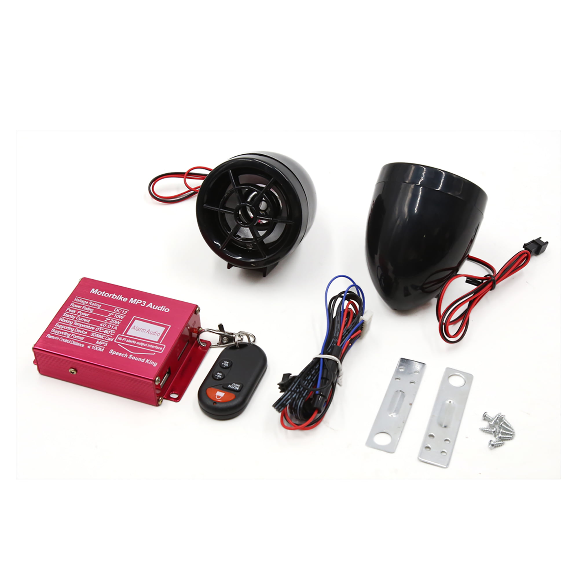 uxcell 2Pcs Clear Motorcycle MP3 Player Loudspeaker Audio Sound FM Radio Alarm 