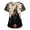 Beige, variant on Halloween Scrub Top for Women, Haunted House & Ghost Graphic V-Neck Medical Uniform with Pockets, Loose Fit Short Sleeve Nurse Tunic, 1 Piece Beige XXXL