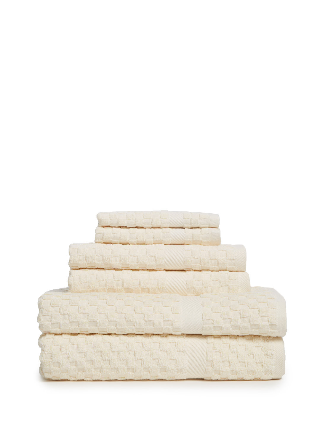 Waffle 6-Piece 100% Cotton Bath Towel Set In Ivory - image 1 of 1