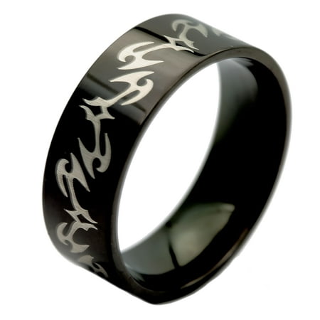 Black Stainless Steel Ring Tribal Gothic Band 8mm (Best Gothic Metal Bands)