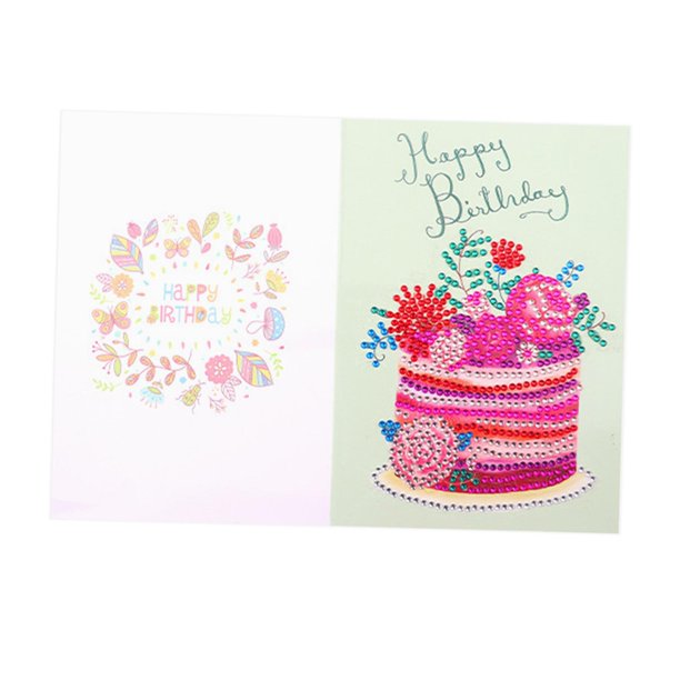 Tarjetas de cumpleaños con dibujo de diamantes 5D para hacer tú mismo, regalo de Navidad, tarjeta de felicitación con cuentas C