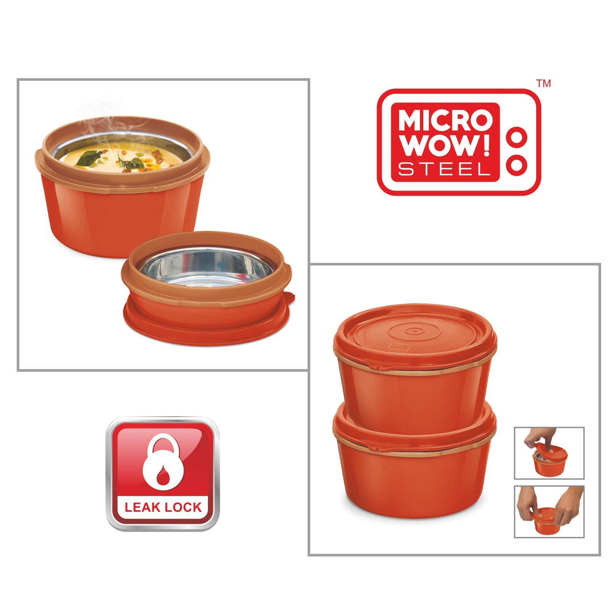 Milton Bento Lunch Box for Kids & Adults with 4 Insulated Food Containers, Thermal Bag & Spoon, Red