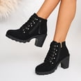 thumbnail image 5 of Women Ankle Boots Round Toe Mid Heel Boots with Side Zip Comfort Matte Shoes for Fall Winter Dating Shopping Casual Outdoor Daily Wear, 5 of 9