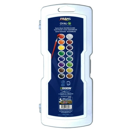 Watercolor Paintbox - Prang® Semi-Moist Watercolor Paint Set, Oval Pans, 16 Colors with Brush