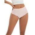 thumbnail image 5 of INSPIRE CHIC Women's High-Waisted Full-Coverage Underwear Wave Trim No Trace Briefs XS Pink, 5 of 5
