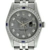 Pre-Owned Rolex Mens Datejust Steel and 18K White Gold Meteorite Diamond and Sapphire Watch Jubilee Quickset