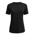 thumbnail image 4 of MIXUE Womens Summer Tops Summer Solid Color Crewneck Short Sleeve Pleated Loose Fit Business Casual Dressy Work Pullover Tee Shirts Outwear,Black,XXL, 4 of 4
