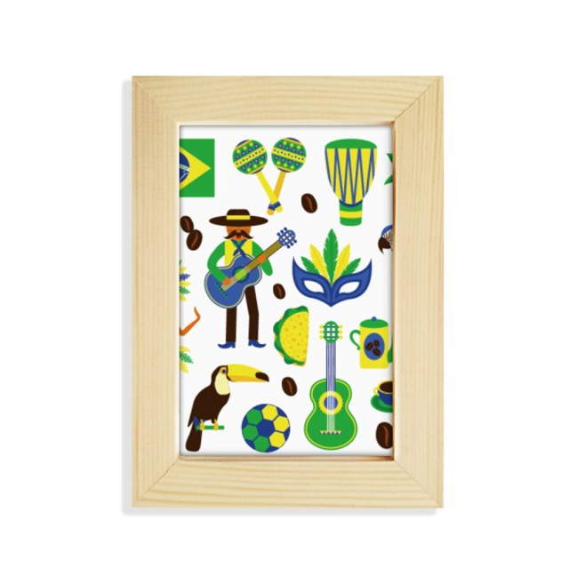 Soccer Parrot Guitar Coffee Brazil Desktop Display Photo Frame Picture Art Painting 5x7 inch