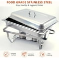 thumbnail image 4 of EVGTTI 10 Pack Chafing Dish Rectangular 8QT Full Pan×6+1/3 Pan×2+Round 5QT×2 Chafers Stainless Steel Catering Buffet Warmer Set for Parties,Events,Wedding,Dinner, 4 of 6