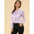 thumbnail image 4 of INSPIRE CHIC Women's Irregular Dotted Work Long Sleeve Tie Neck Blouse, 4 of 6