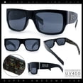 thumbnail image 2 of Locs Mens Day of Dead Skull Print Thick Arm Rectangle Horn Rim Sunglasses Black, 2 of 8