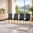 thumbnail image 2 of TesNus Dining Chairs Set of 4, 35" Height Black PU Leather Tufted Back Upholstered Chairs with Gold Metal Legs for Dining Room Kitchen, 2 of 9