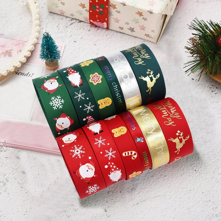 dianhelloya 1/1.6/2/2.5cm Christmas Ribbon Gift Wrap Ribbon Christmas Tree  Ribbon 