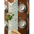 thumbnail image 4 of Table Runner Dresser Scarves 72 Inch Long, Farm Teal Grey Flowers Vines Linen Dining Table Runners Vintage Floral Art on Linen Tabletop Scarf for Wedding Holiday Party Kitchen, 4 of 7