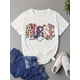 thumbnail image 2 of Cotton Casual Short Sleeve T-Shirt - Nurse Graphic Crew Neck Top with Heart & Medical Icons Print - Regular Length, Spring/Summer Knit Fabric, 2 of 7