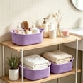 thumbnail image 4 of Lumikrypt 3 Pack Woven Basket with Gift Bags and Ribbons, 12" x 8" x 5" Empty Gift Basket with Handles, Small Rope Basket for Storage, Purple, 4 of 7