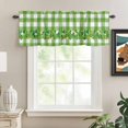 thumbnail image 2 of Kitchen Valances for Window, St. Patrick's Day Lucky Green Leaf Black Plaid Light Filtering Rod Pocket Valance Curtain, Buffalo Lattice Short Curtains Window Topper for Bedroom Living Room 54x18in, 2 of 9