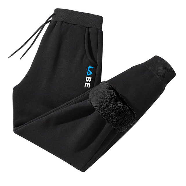 Yuyuzo Mens Fleece Sweatpants High Waisted Drawstring Solid Color Workout Jogger Trousers with Pockets
