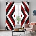 thumbnail image 5 of Red Aztec Kitchen Curtains 84 Inch Length, Black White Southwest Vintage Abstract Geometric Grommet Top Bedroom Living Room Curtains, Light Filtering Cafe Curtain Drapes 2 Panels Set 84''x84'', 5 of 9