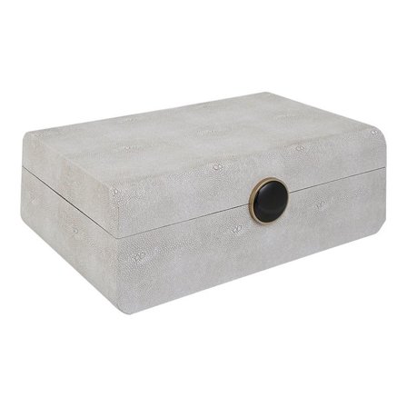 Maklaine Decorative Wood & Faux Shagreen Box in Antique Brass/Matte Black