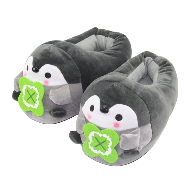 Pantuflas de pingüino cálidas de felpa antideslizantes para interiores, unisex