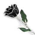 thumbnail image 2 of Lacquered Dipped Silver-Plated Trimmed Green Leaf with Black Rose, 2 of 3