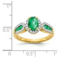 thumbnail image 3 of Solid 14k Yellow Gold Diamond and Emerald Green May Gemstone Engagement Ring Size 6 (.296 cttw.), 3 of 4