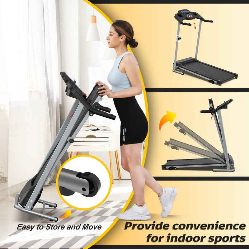 Redliro Folding Treadmill with 2.5HP Quiet Brushless Motor, Compact Running Machine for Home, LCD Display, Heart Rate Monitor, 265LBS Capacity