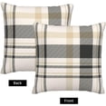 thumbnail image 2 of Plaid Gingham Throw Pillow Covers Traditional Checkered Square Pillow Cases 18x18 Inch Set of 2 Palette of Black Beige Cushion Cover Decorative Pillowcase for Living Room Sofa Bed, 2 of 6