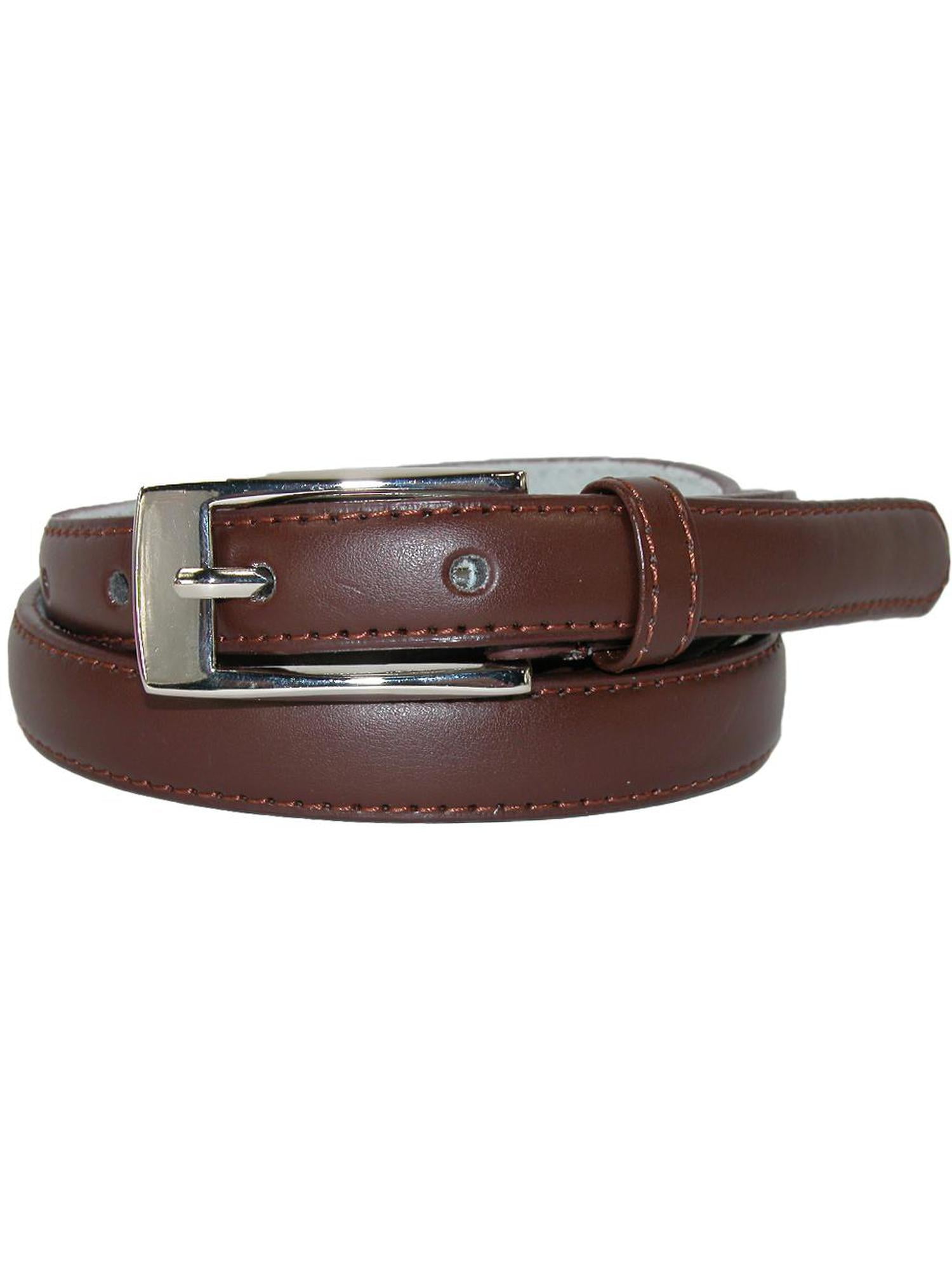 CTM Size Small Womens Leather 3/4 Inch Skinny Dress Belt, Brown