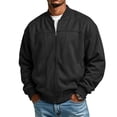 thumbnail image 2 of Rexolia Mens Cotton Jacket Lightweight Full Zip Windproof Stand Collar with Pockets Outdoor Hiking Fall Black 3XL, 2 of 7