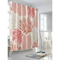 thumbnail image 3 of Coral Pink Red Shower Curtain, Coastal Nautical Ocean Beach Bathroom Decor Curtains Set with Hooks, Waterproof Fabric Home Accessories， 60 X 72 Inch Long, 3 of 6