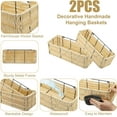 thumbnail image 4 of Juego de 2 cestas colgantes para baño, cestas montadas en la pared para organizar, contenedores de almacenamiento tejidos de plástico resistentes, cesta de pared de ratán, 4 of 4